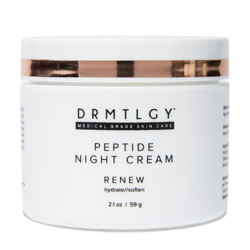 DRMTLGY Peptide Night Cream texture closeup showing rich hydration and smooth finish