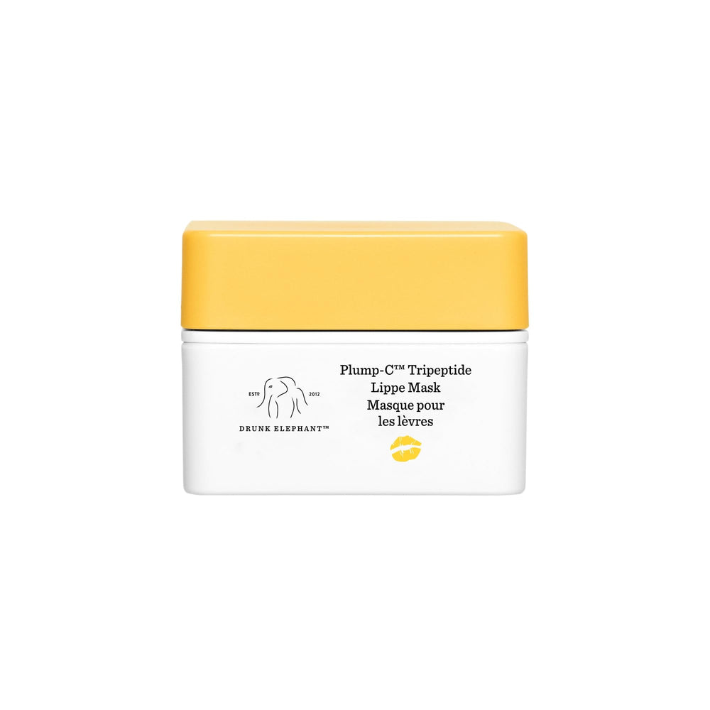 Drunk Elephant Plump-C Tripeptide Lippe Mask jar shows rich lip hydration
