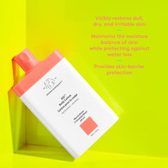 Drunk Elephant Sili Body Lotion packaging highlights clean, fragrance-free formula.