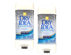 Dry Idea Advanced Dry Powder Fresh Gel 3oz bottle shows clear gel for odor and wetness protection.