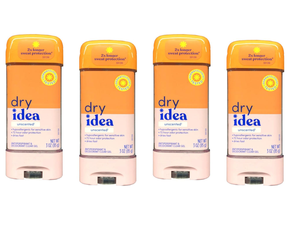 Dry Idea clear gel tubes front view show unscented protection and easy application.