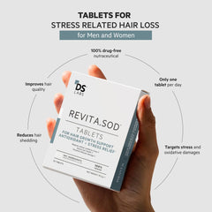DS Laboratories Revita.SOD tablet being poured for easy nightly supplementation and consistent hair support