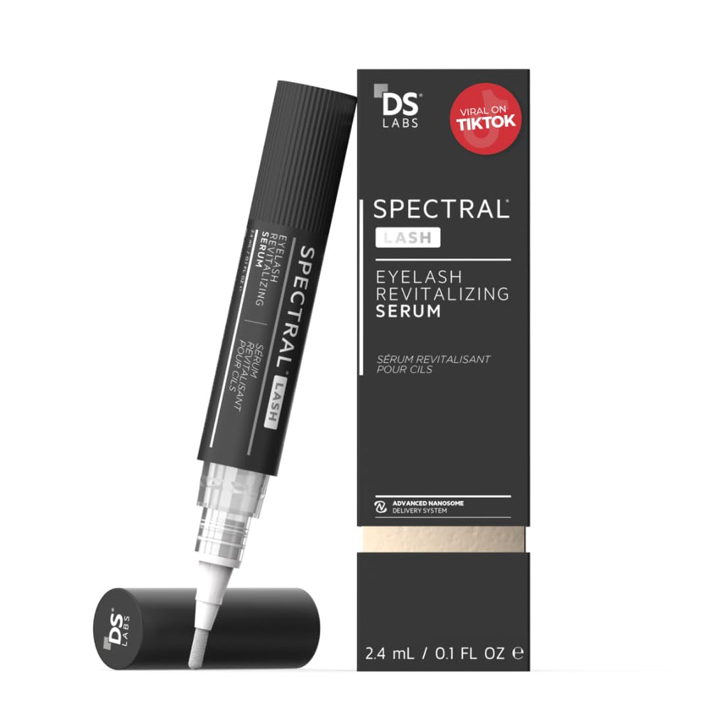 DS Labs Spectral.LASH serum bottle highlights oil-free conditioning for longer-looking lashes.