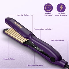 DSHOW crimping iron heat settings display shows five levels for personalized styling.