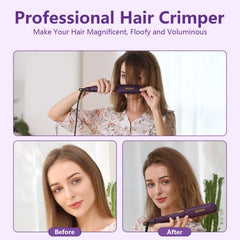 DSHOW crimping iron plates closeup highlighting titanium ceramic technology for smooth heat.