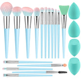DUAIU 16pcs makeup brush set blue improves blending for smooth foundation application.