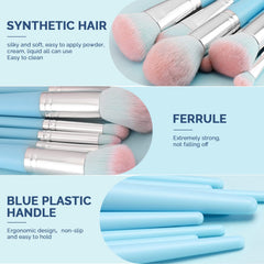 DUAIU foundation brush blue provides even coverage with premium vegan bristles.