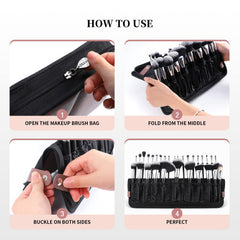 DUcare makeup brushes organizer folded layout shows compact case for travel-ready setup