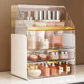Ducoak makeup organizer 3-tier with lid keeps cosmetics organized and accessible.