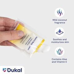 Dukal DawnMist single-use sachet close-up shows convenient on-the-go hydration.