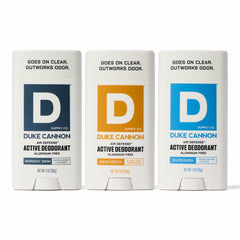Duke Cannon Air Defense triple-pack front view for all-day freshness.