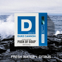 Duke Cannon Bar Soap Puck hydrates all skin types for soft skin.