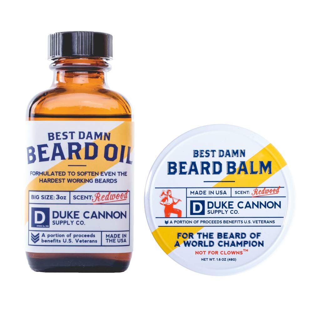 Duke Cannon Best Beard Oil Redwood bottle shows moisturizing beard care.