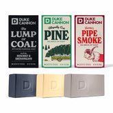 Duke Cannon Big Lump of Coal soap bar with bergamot and black pepper for a bold holiday cleanse.