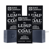 Duke Cannon Big Lump of Coal Holiday Edition packaging showcases festive gift-ready wrapping.