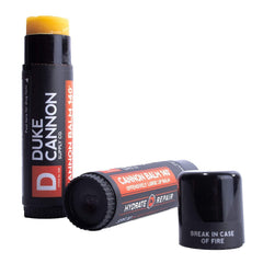 Duke Cannon Balm tube side view with rugged durable design