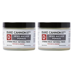 Duke Cannon News Anchor Pomade texture sample on finger demonstrates pliable control for natural styles.