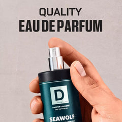 Duke Cannon Seawolf bottle showcases driftwood and coastal air.