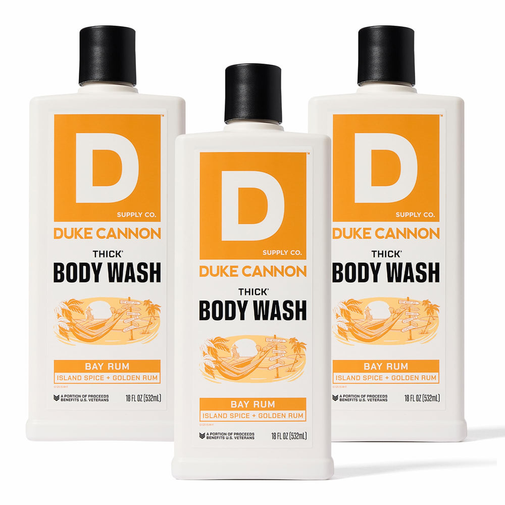 Duke Cannon THICK Bay Rum shower foam delivers rich lather for a substantial wash