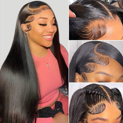 DULOVE 24-inch straight lace front wig with pre-plucked natural hairline for effortless styling