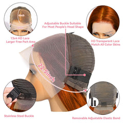 DULTEV Ginger Orange Lace Front Wig glueless cap for easy, secure wear.
