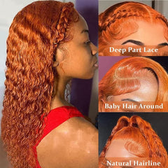 DULTEV Ginger Orange Lace Front Wig HD transparent lace for seamless scalp illusion.