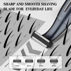 Dumite Manscape Ball Trimmer in shower demonstrates convenient wet-dry grooming options.