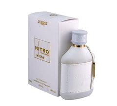Dumont Nitro White bottle closeup with premium scent for daily wear.