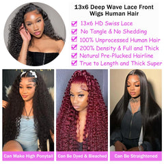 Dundix virgin-human-hair deep-wave wig delivers soft, natural texture for everyday glamour.
