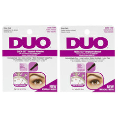 DUO Quick-Set Eyelash Glue Dark Tone bottle close-up showing long-lasting hold.