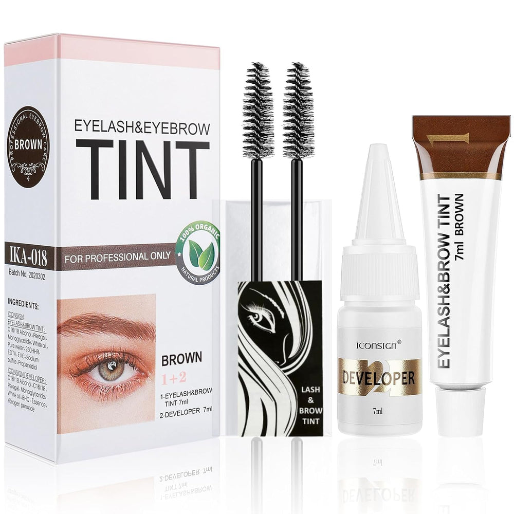 Duoffanny eyelash eyebrow kit box showcases a 2-in-1 color system for DIY at-home use