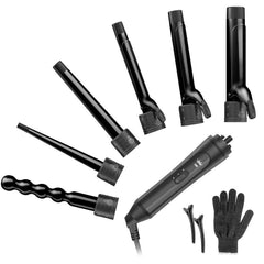 Duomishu 6-in-1 curling iron front view showcases versatile styling options.