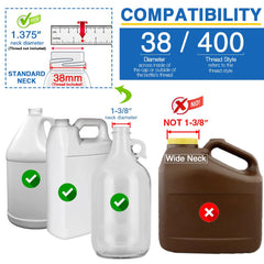 DupakSYS 38-400 thread pump compatibility across common gallon bottles for versatile use
