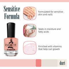 Duri Rejuvacote 2 basecoat application demonstrating easy, protective layer for nails.