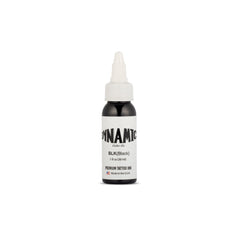 Dynamic Color Co black tattoo ink bottle front shows bold pigment for precise outlining