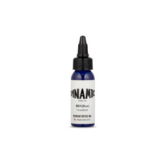Dynamic Color Co blue tattoo ink bottle delivering vivid pigment for precise line work