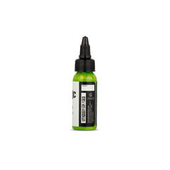 Dynamic Color Co lime green pigment close-up shows high pigment content for bold outlines.