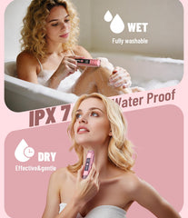 Dynooper bikini trimmer shown in wet/dry use for versatile bathroom grooming