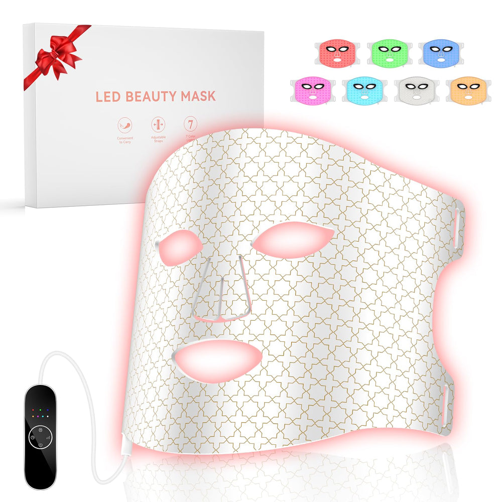 DZAVOK red light therapy mask front view glowing for at-home skin benefits