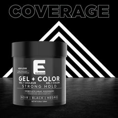 E Elegance Black Gel close-up highlights smooth texture and versatile hold for looks