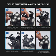 E-Hunter Freedom Grooming blade pack image with five-blade heads for versatility.