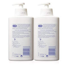 E45 Dermatological Moisturising Lotion 2-pack tube close-up highlights the hypoallergenic formula.