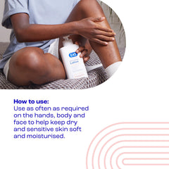 E45 lotion applied to arm demonstrates smooth hydration after shower or bath.