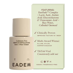EADEM Cashmere Peel bottle—gentle exfoliation for smoother skin.