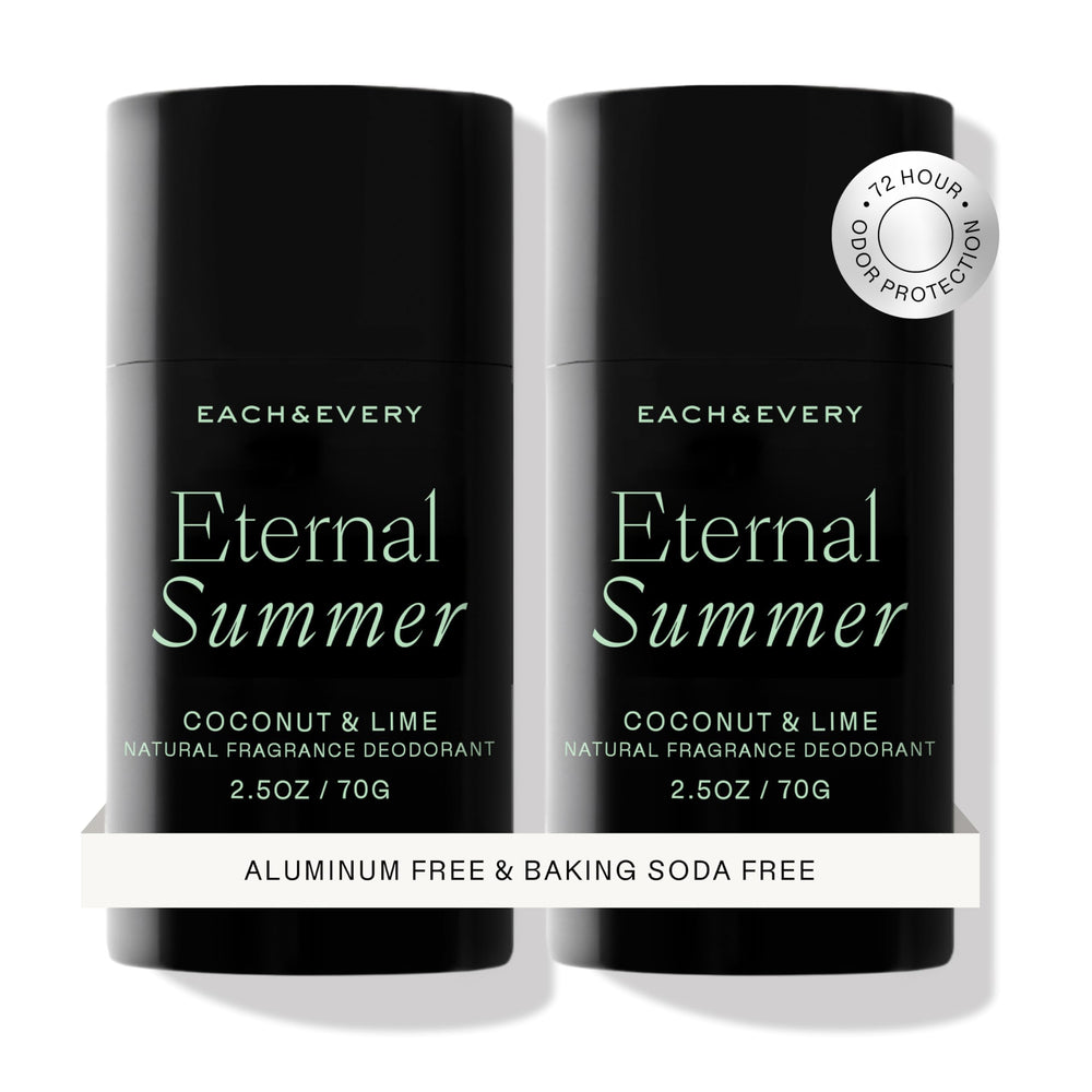 Each & Every aluminum-free coconut lime deodorant bottle front view for all-day freshness
