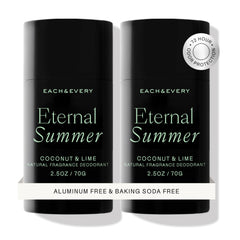Each & Every aluminum-free coconut lime deodorant bottle front view for all-day freshness