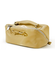 EACHY makeup bag pearl-sheen front view highlighting elegant travel-ready style