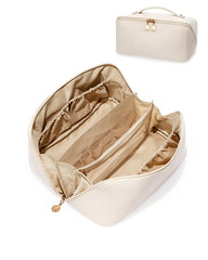 EACHY travel makeup bag open-flat view for quick access to cosmetics
