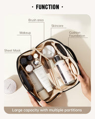 EACHY travel makeup bag open-flat view enables quick item access.