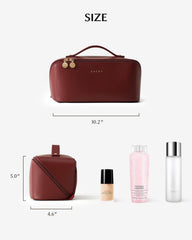 EACHY makeup bag with handle displays durable polyester lining and convenient portability for trips